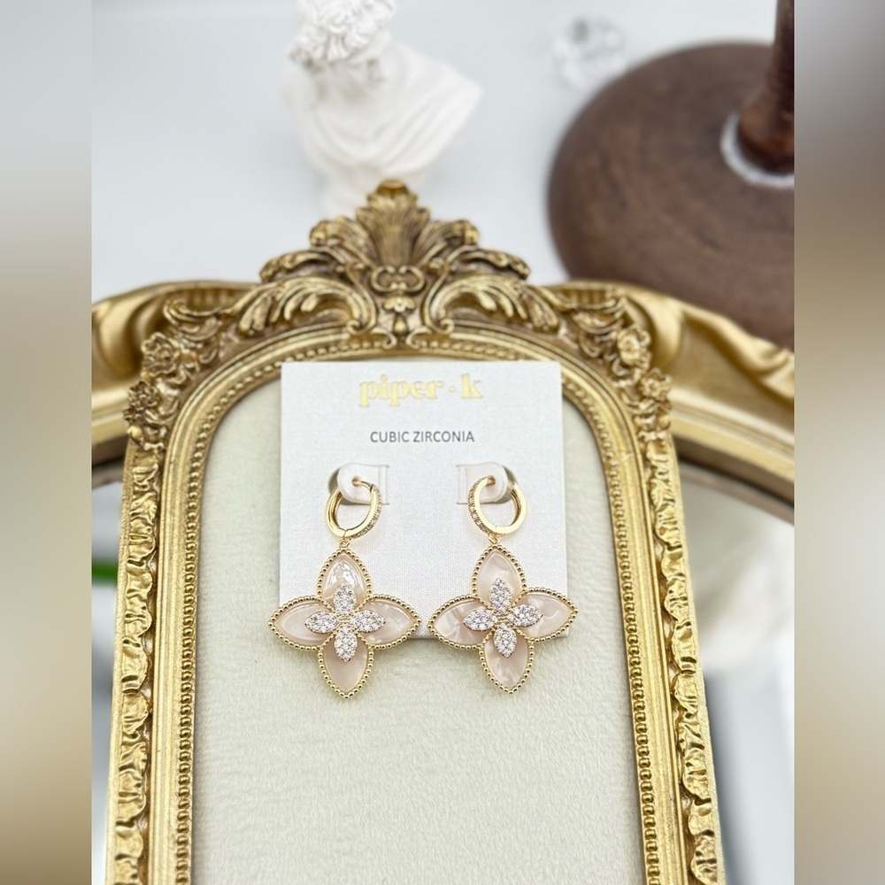 Piper K Cubic Zirconia Flower Drop Earrings 🌸